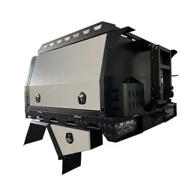 Black Dual Cab UTE Canopy with White Door