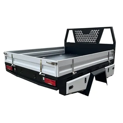 Black Heavey Duty Aluminium Tray with White Drop Side for Single Cab